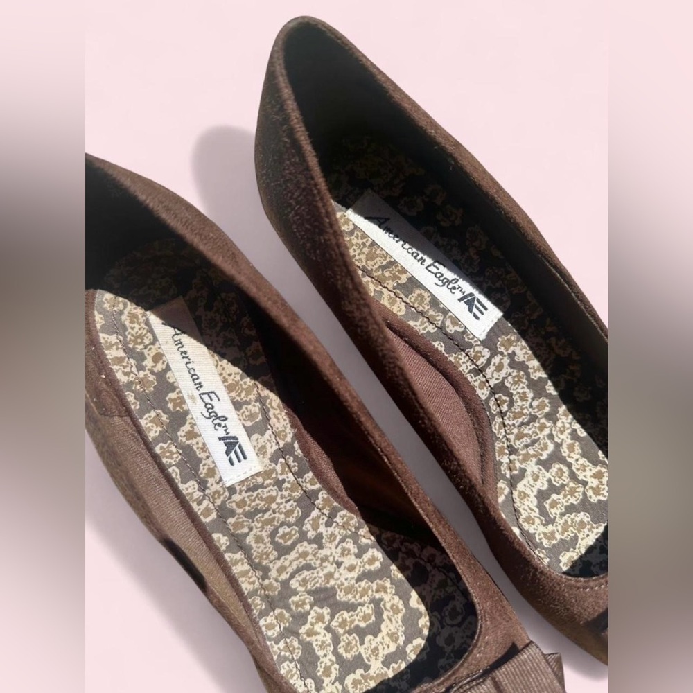 SOLD American Eagle Brown Slip-On Wedges with Patterned Insole